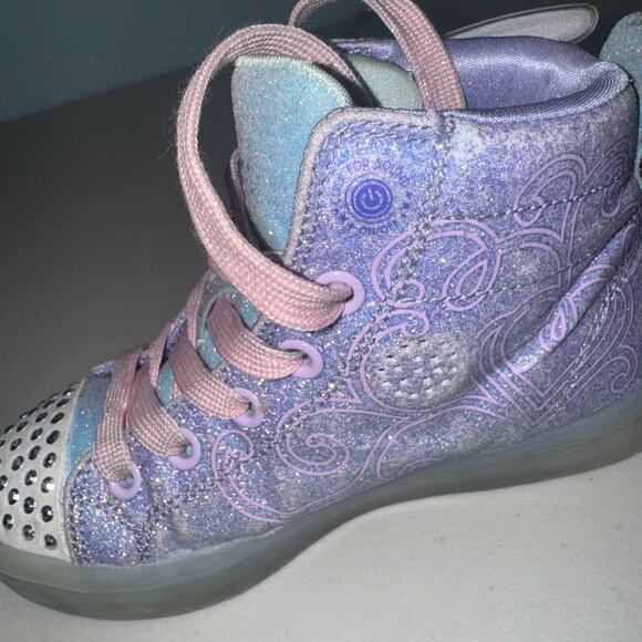 Twinkle Toes Skechers Girls 11C Sneakers Light Up Fairy Wings High Top Causal - Picture 9 of 13